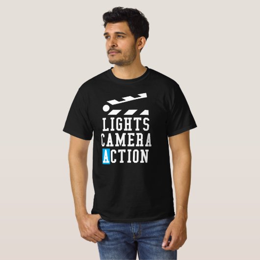 T-shirt Lights Camera Action Clapper Board - Film Crew (Devant entier)