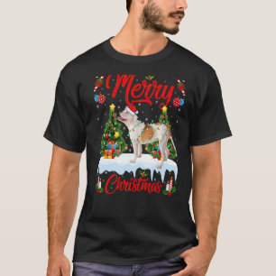 T-shirt Lights Xmas Tree Santa American Bulldog