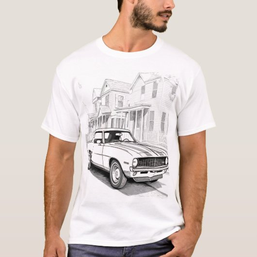 T-shirt Ligne Art classique Muscle Car (Devant)