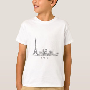 T-shirt Ligne artistique minimaliste de la skyline de Pari