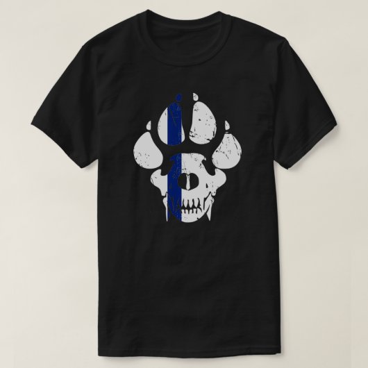 T-shirt Ligne bleue du crâne de chien K9 (Design devant)