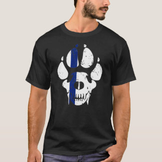 T-shirt Ligne bleue du crâne de chien K9