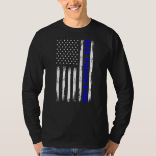 T-shirt Ligne Bleue Meilleure Police Jamais Avec Drapeau A