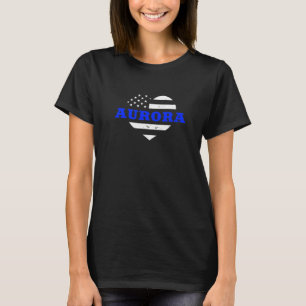 T-shirt Ligne Bleue Mince Coeur Aurora Officier de police 