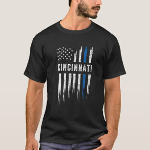 T-shirt Ligne Bleue Mince Coeur Cincinnati Police Officier