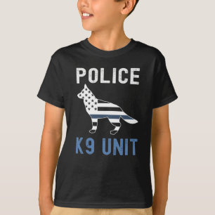 T-shirt Ligne Bleue Mince K9 Police bergère allemande Uni