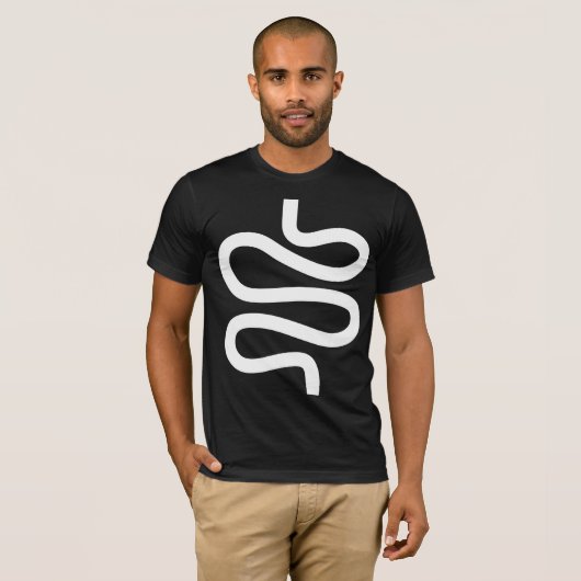 T-shirt Ligne courbe - Blanc sur noir (Devant entier)
