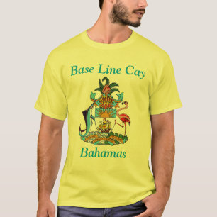 T-shirt Ligne de base Cay, Bahamas avec armoiries
