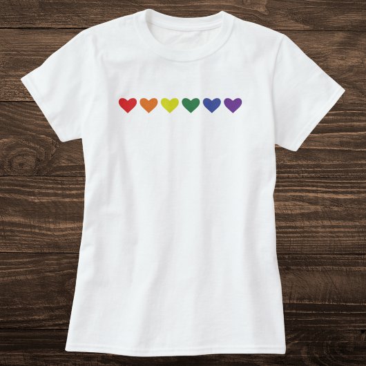 T-shirt Ligne de cœur arc-en-ciel