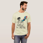 T-shirt Ligne de conception d'art de collaboration de robo (Devant entier)