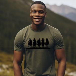 T-shirt Ligne de cowboys sur Horse Back