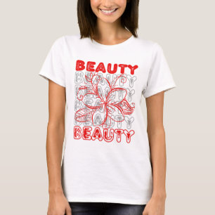 T-shirt Ligne de fleurs de beauté Design de typographie