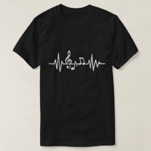 T-shirt Ligne de rythme cardiaque musical Notes d'art