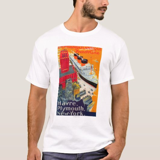 T-shirt Ligne française affiche de voyage, Le Havre à (Devant)