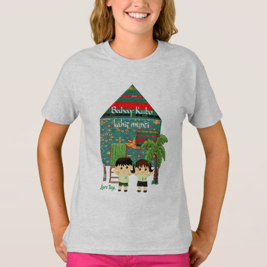 T-shirt Ligne Hugot "Laro tayo", Bahay Kubo, Philippines (Devant)