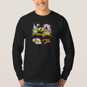 T-shirt Ligne Police Mignonne Ne Pas Traverser Drôle Poule