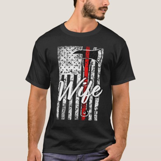 T-shirt Ligne rouge fine de pompier (Devant)