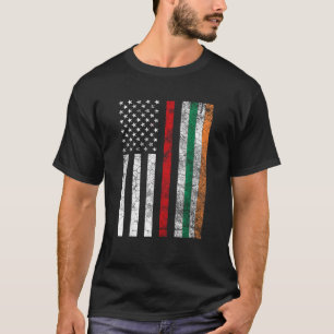 T-shirt Ligne rouge pompier St patrick du drapeau irlandai