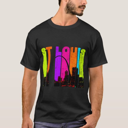 T-shirt Ligne Skyline Retro St Louis Missouri (Devant)