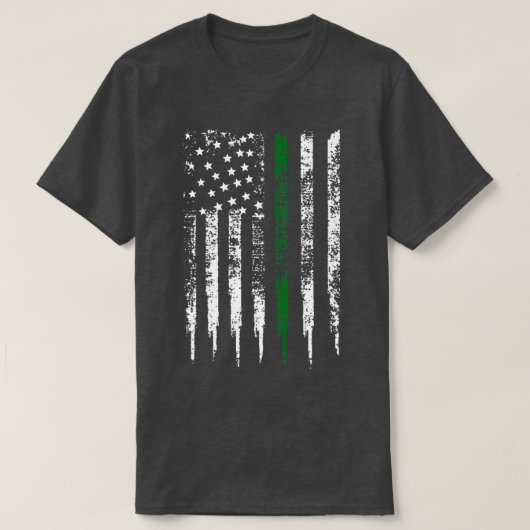 T-shirt Ligne verte mince Drapeau US Police fédérale Appli (Design devant)