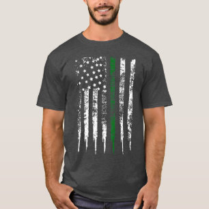 T-shirt Ligne verte mince Drapeau US Police fédérale Appli
