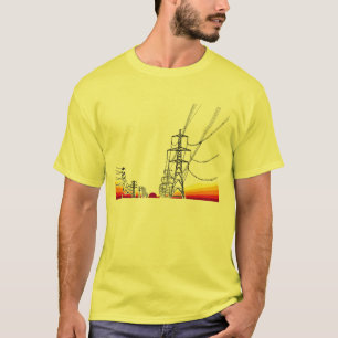 T-shirt lignes à haute tension de coucher du soleil