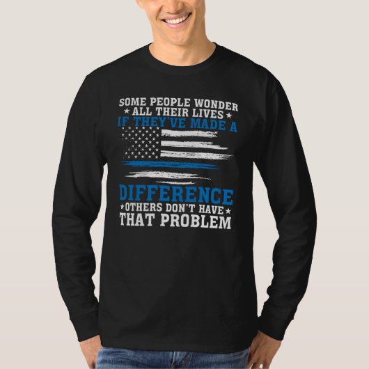 T-shirt Lignes bleues font une différence Policier (Devant)