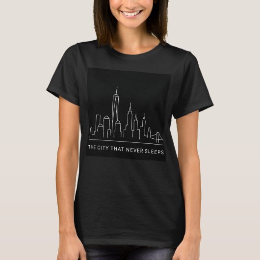 T-shirt Lignes de minuit : NYC ne dort jamais (Devant)