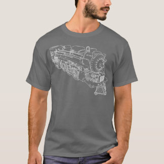 T-shirt Lignes de train de vapeur Locomotive