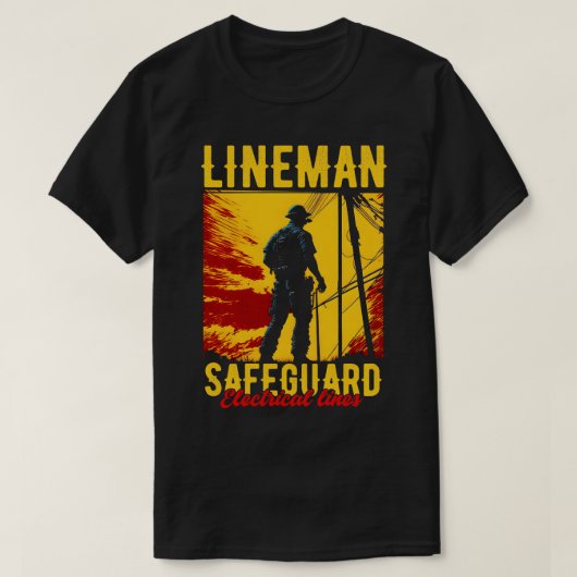 T-shirt Lignes électriques de protection de Lineman (Design devant)
