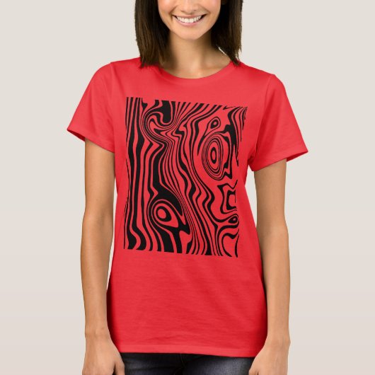 T-shirt Lignes noires et rouges Abstraites - personnalisab (Devant)