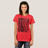 T-shirt Lignes noires et rouges Abstraites - personnalisab (Devant entier)
