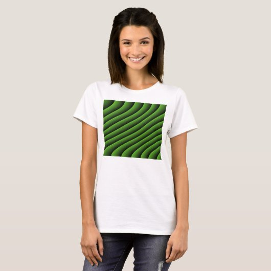T-shirt Lignes ondulées vertes hypnotiques (Devant entier)