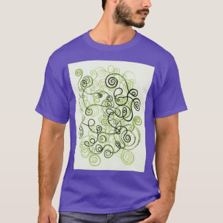 T-shirt Lignes vertes Whimsical Organique Courbes Aquarell