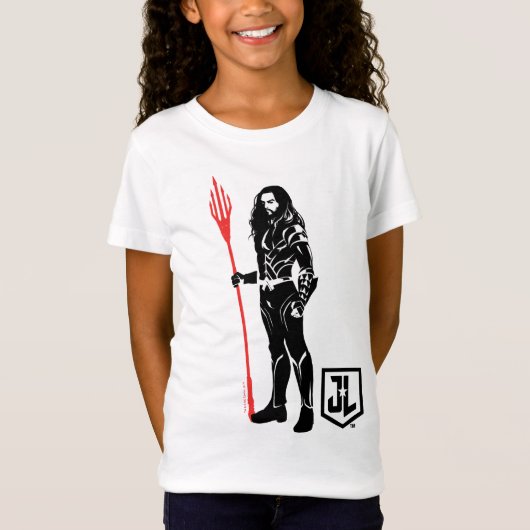 T-Shirt Ligue de Justice | Aquaman Pose Noir Pop Art (Devant)