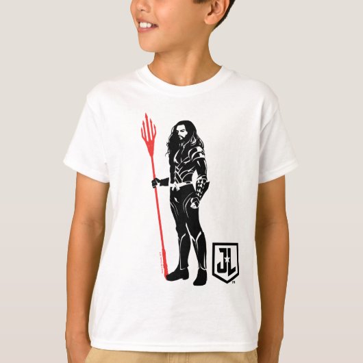 T-shirt Ligue de Justice | Aquaman Pose Noir Pop Art (Devant)