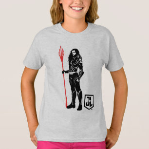 T-shirt Ligue de Justice   Aquaman Pose Noir Pop Art