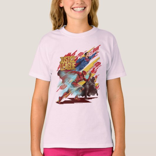 T-shirt Ligue de Justice | Badge Superman, Flash et Batman (Devant)