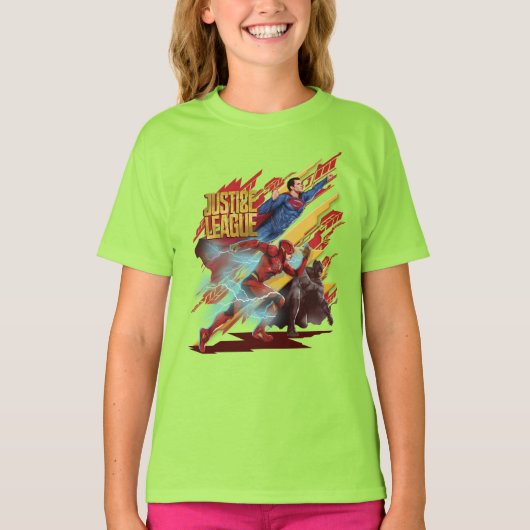 T-shirt Ligue de Justice | Badge Superman, Flash et Batman (Devant)