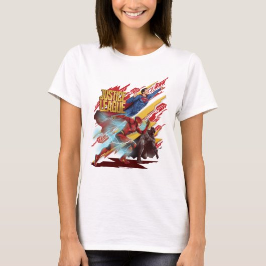 T-shirt Ligue de Justice | Badge Superman, Flash et Batman (Devant)