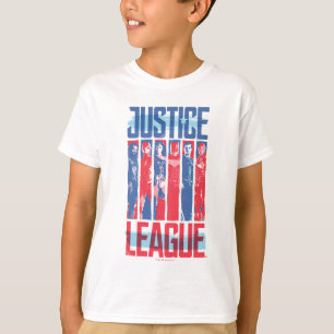 T-shirt Ligue de Justice   Blue & Red Group Pop Art