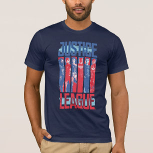 T-shirt Ligue de Justice   Blue & Red Group Pop Art