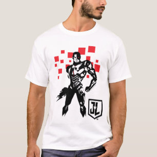 T-shirt Ligue de Justice   Cyborg Digital Noir Pop Art