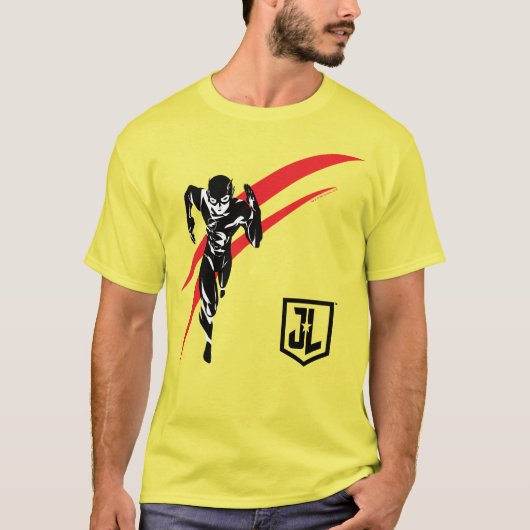 T-shirt Ligue de Justice | Flash Running Noir Pop Art (Devant)
