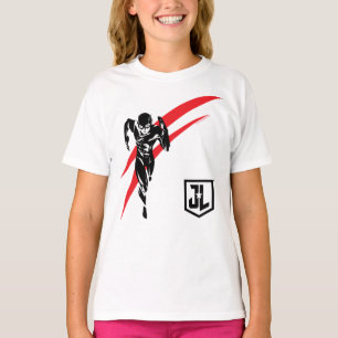 T-shirt Ligue de Justice Flash Running Noir Pop Art