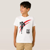 T-shirt Ligue de Justice | Flash Running Noir Pop Art (Devant entier)