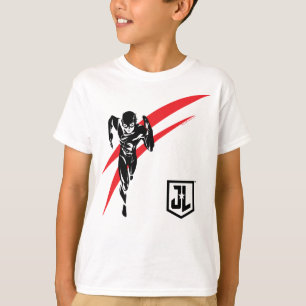 T-shirt Ligue de Justice   Flash Running Noir Pop Art