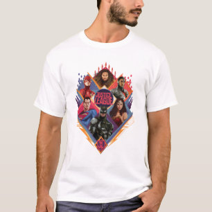 T-shirt Ligue de Justice   Insigne du groupe de hachures d