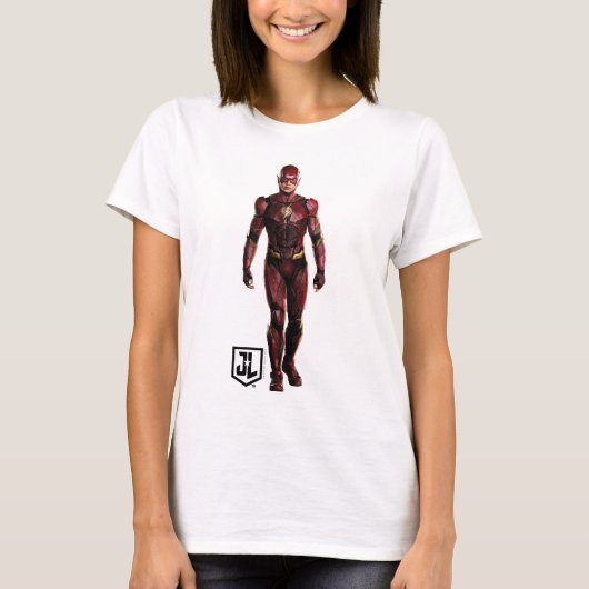 T-shirt Ligue de Justice | Le Flash Sur Le Champ De Batail (Devant)