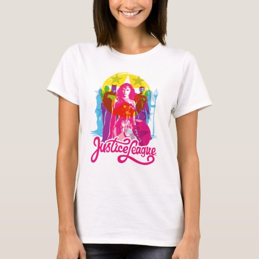 T-shirt Ligue de Justice | Retro Group & Logo Pop Art (Devant)